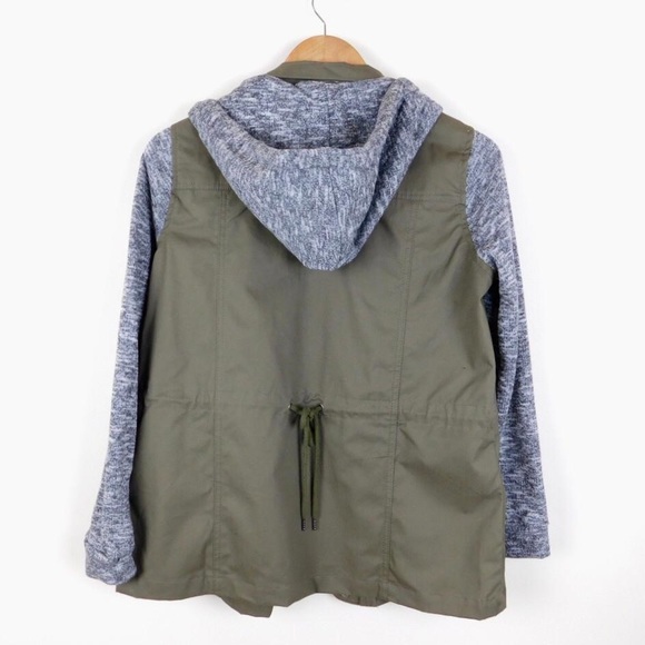 Olive hoodie grey trim jacket - Picture 6 of 8